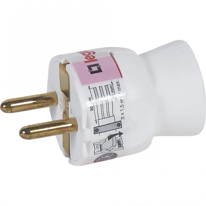 Вилка LEGRAND 2К+3 серия Элиум 16 А пластик прямой ввод белый 050187 Вилка LEGRAND 2К+3 серия Элиум 16 А пластик прямой ввод белый 050187