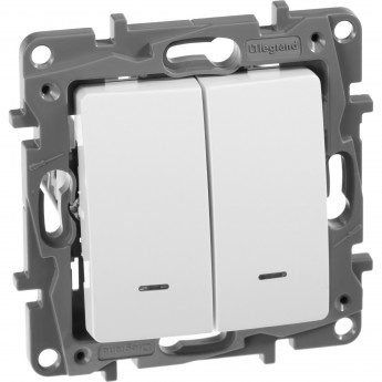 Выключатель/переключатель LEGRAND Etika Plus двухклавишный с подсветкой 10 A 250 В белый