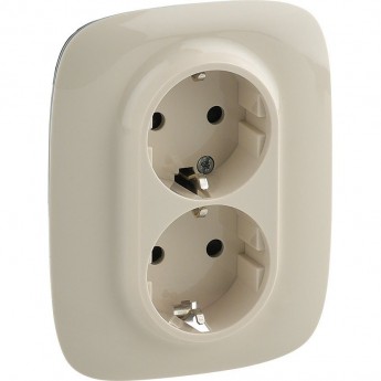 Силовая розетка LEGRAND Valena ALLURE двойная 2х2К+З 16А 250В с лицевой панелью с защитными шторками безвинтовые зажимы слоновая кость