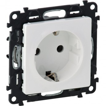 Силовая розетка LEGRAND Valena LIFE 2К+З 16А 250В с защитными шторками безвинтовые зажимы с лицевой панелью белый
