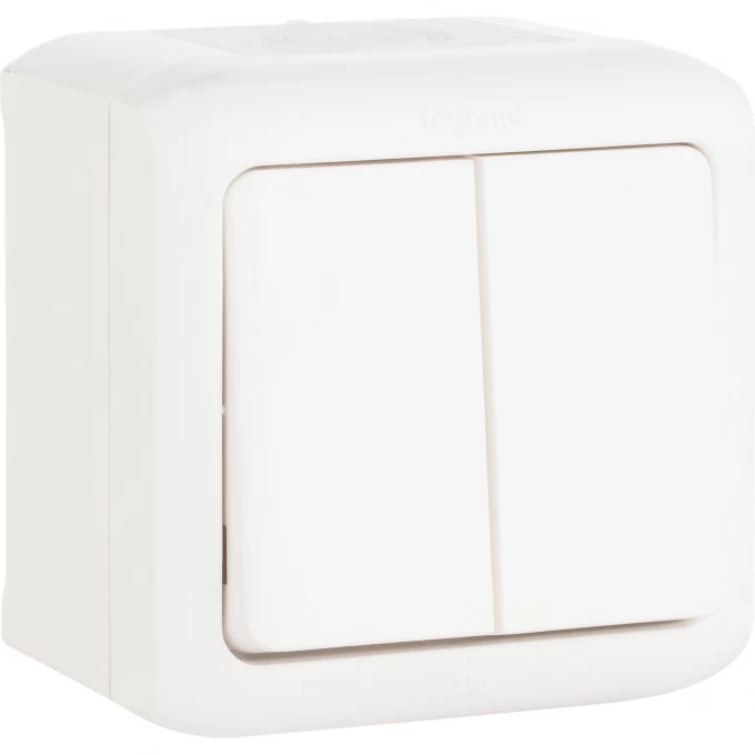 Двухклавишный выключатель LEGRAND Quteo 10 A 250 В IP 44 белый 782302 Двухклавишный выключатель LEGRAND Quteo 10 A 250 В IP 44 белый 782302