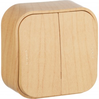 Переключатель LEGRAND Quteo двухклавишный на 2 направления деревянный