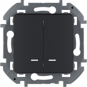 Выключатель двухклавишный LEGRAND INSPIRIA с подсветкой/индикацией 10 AX 250 В антрацит Выключатель двухклавишный LEGRAND INSPIRIA с подсветкой/индикацией 10 AX 250 В антрацит