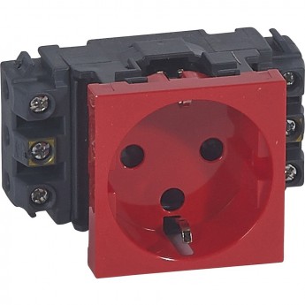 Розетка LEGRAND Mosaic 2К+3 для кабель-каналов с механической блокировкой, с винтовыми зажимами, красный